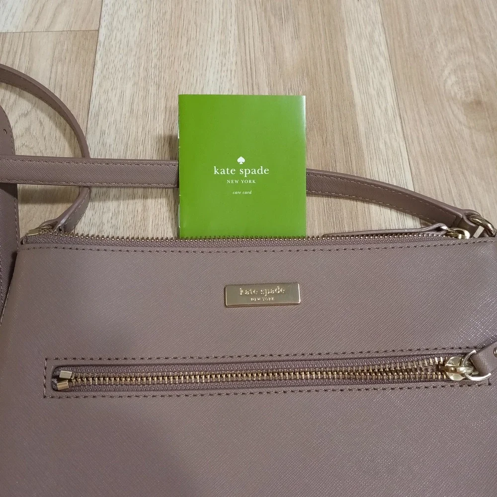 Kate Spade New York Mauve Taupe Laurel‎ Way Rima Crossbody Bag Gold Hardware